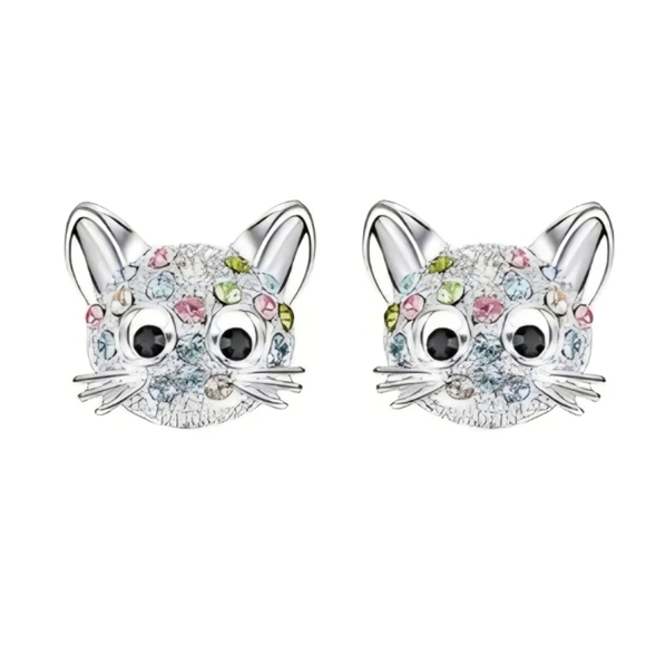 Jewelry - NEW Cat Rhinestone Earrings